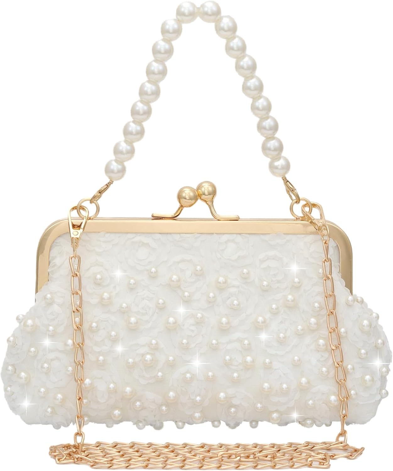 YEBON Pearl-Embellished Elegant Evening Clutch Bag for Weddings