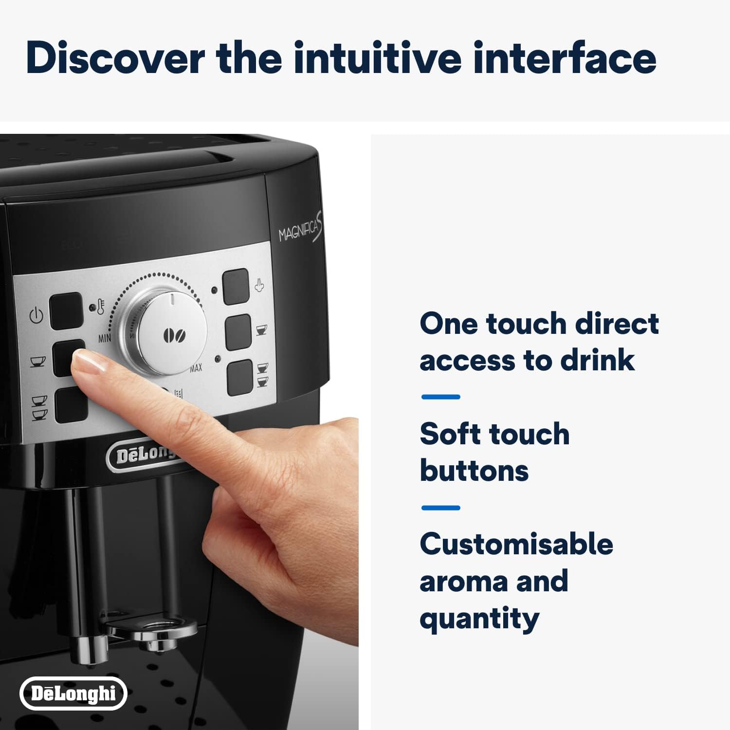 De'Longhi Magnifica S, Automatic Bean to Cup Coffee Machine, Espresso and Cappuccino Maker, ECAM22.110.B, Black