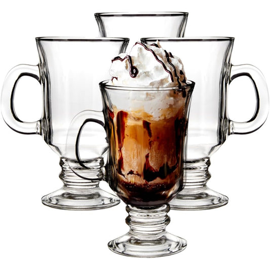 Premier Irish Coffee Glass Set of Four, Elegant Clear Glasses