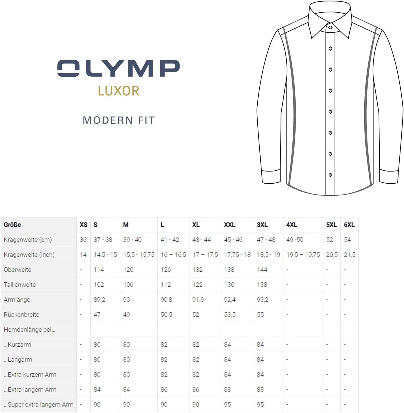 Olymp Luxor Men's Business Shirt, Long Sleeves, Plain, Modern Fit, Global Kent Collar