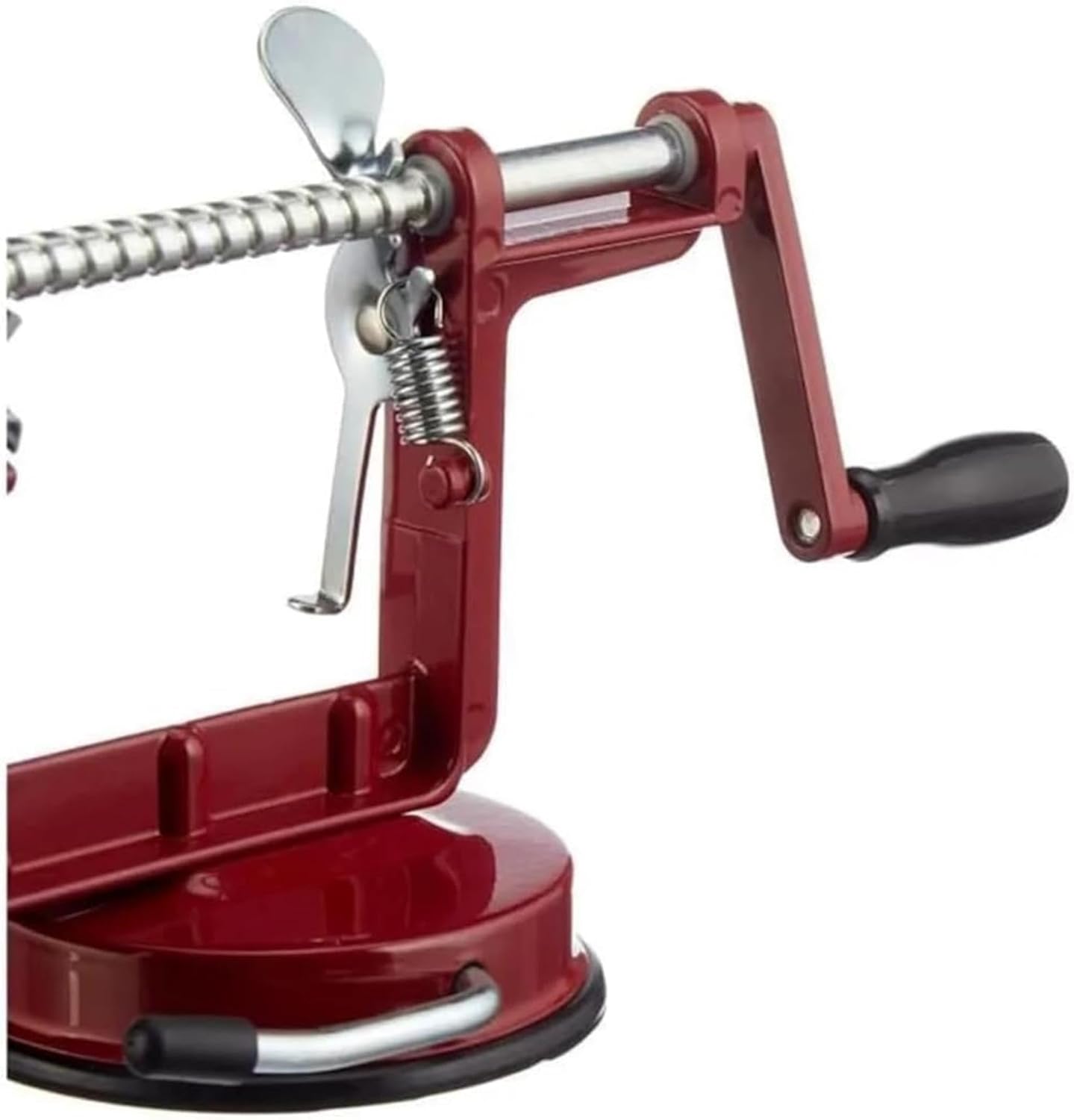 Baumalu Wine Red Metal Apple Peeler with Suction Cup