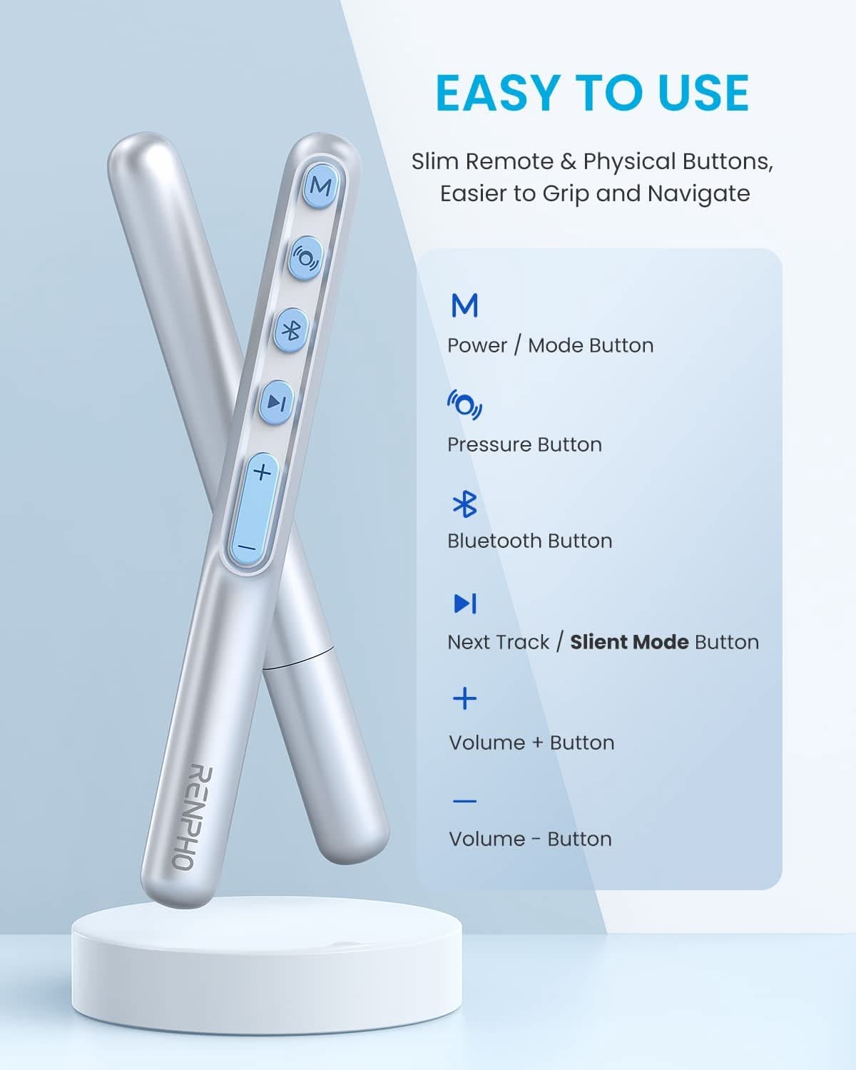 Renpho Eyeris 1 Eye Massager Metalle Blue Heat Bluetooth