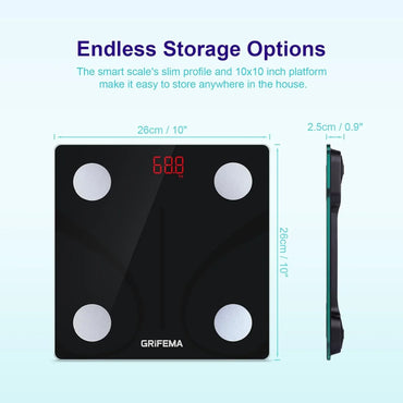 GRIFEMA GA2001 Digital Bathroom Scale with Bluetooth - Black - Gomix Brands Outlet