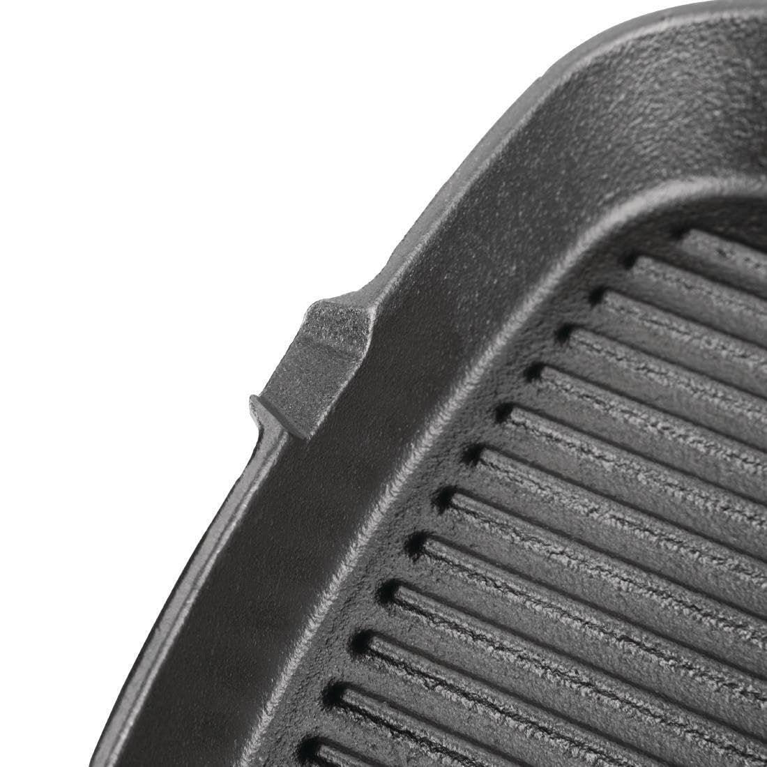 Vogue M653 Ribbed Square Skillet 9.5" Cast Iron Non-Stick