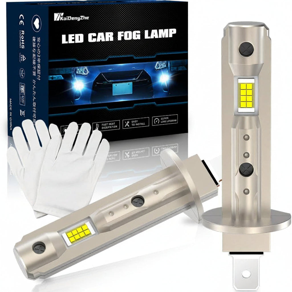 KaiDengZhe H1 LED Headlight Bulbs 90W 18000LM 6500K Cool White Mini Design Halogen Replacement Pack of 2