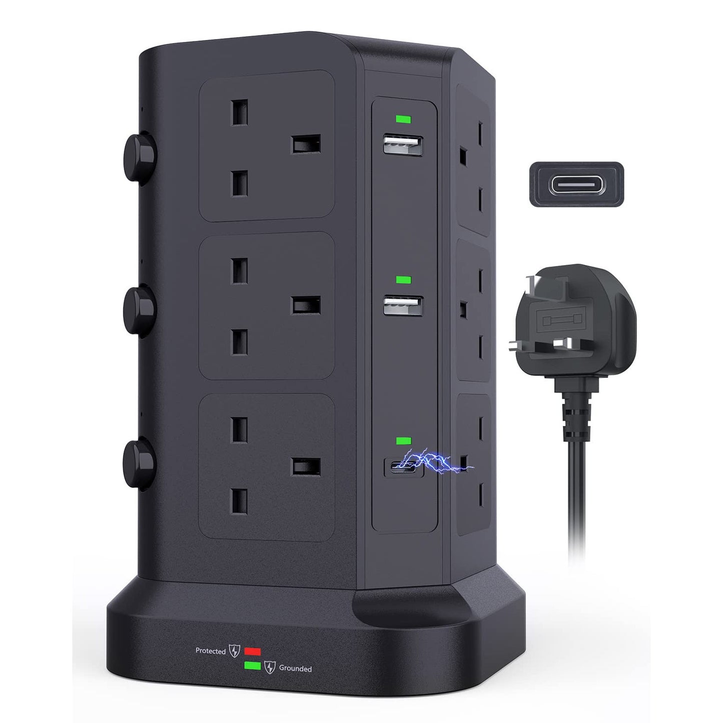 Kousla 20W USB-C Power Tower, 12 AC Outlets, 4 USB-A Ports