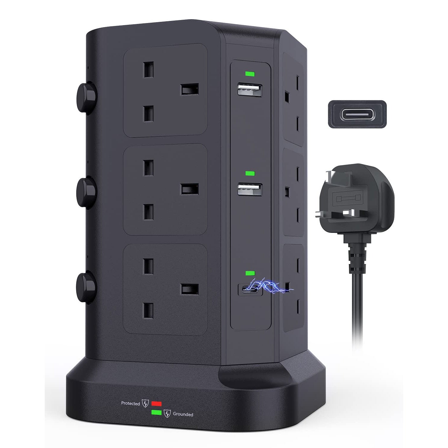 Kousla 20W USB-C Power Tower, 12 AC Outlets, 4 USB-A Ports