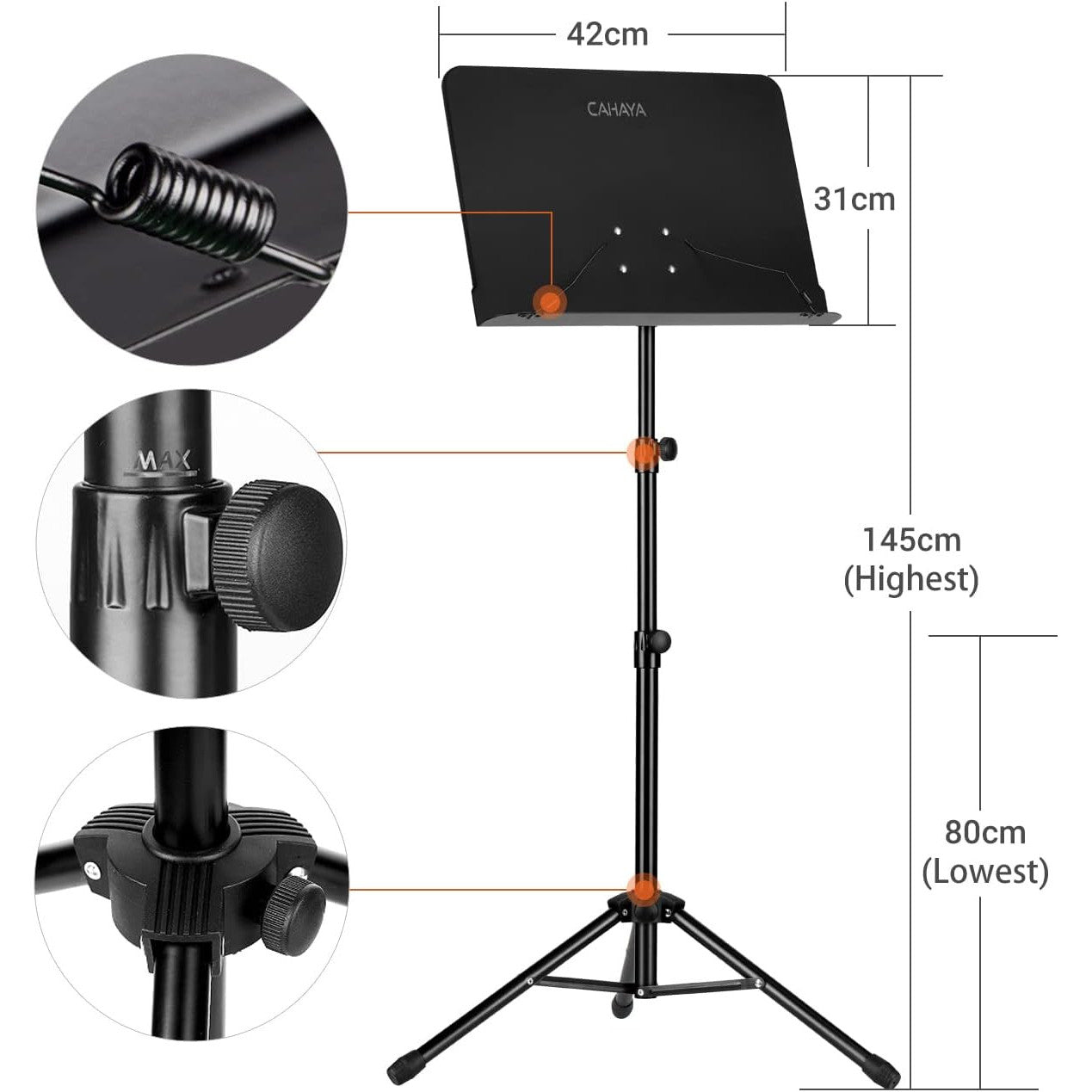 CAHAYA Metal Portable Sheet Music Stand with Bag and Folder