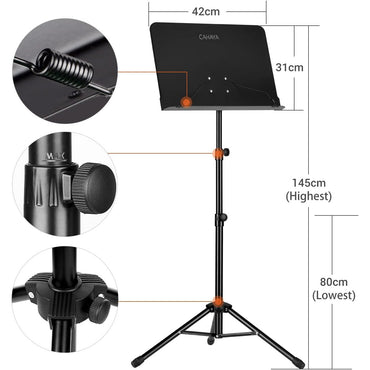 CAHAYA Metal Portable Sheet Music Stand with Bag and Folder