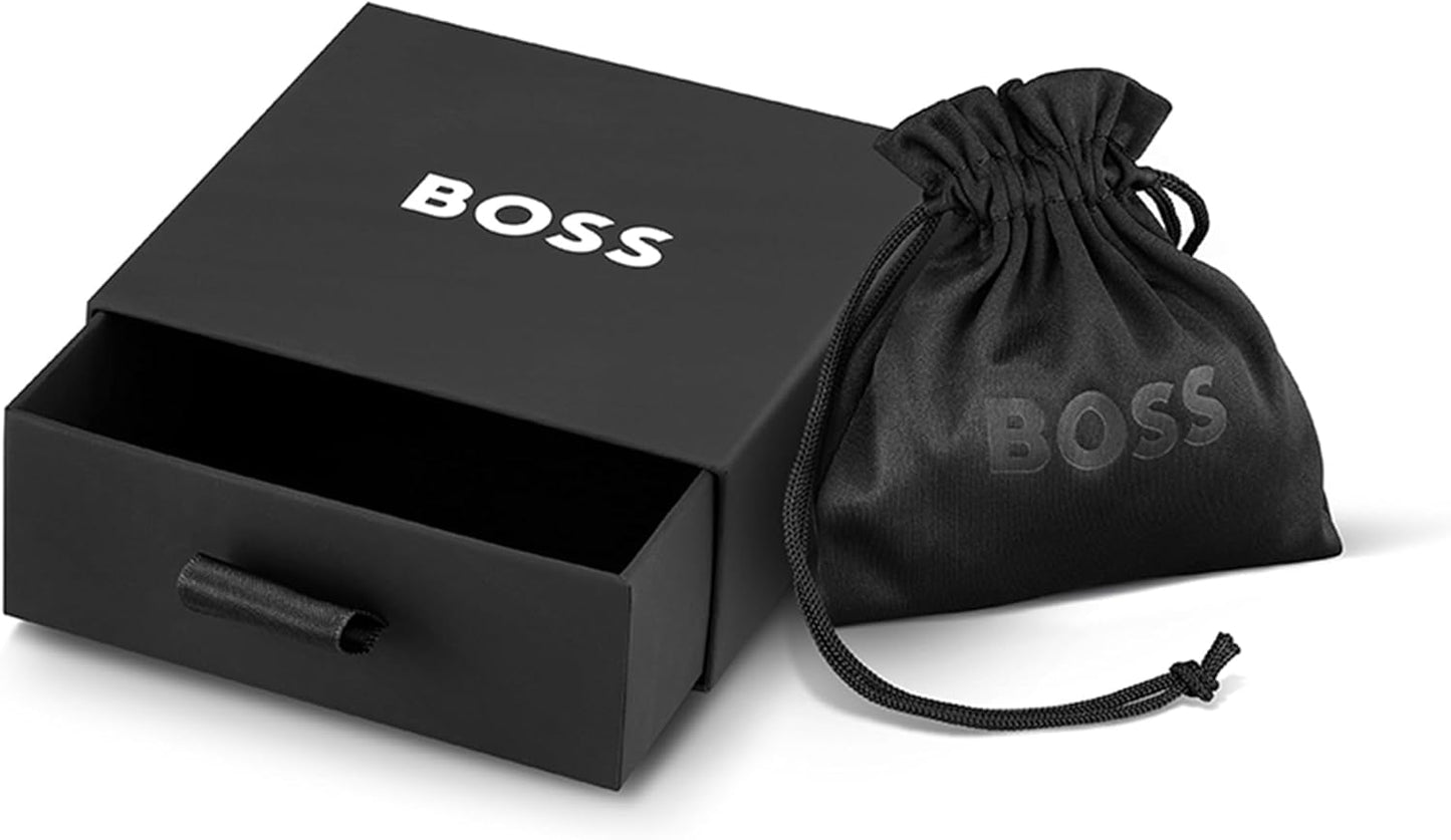 BOSS Women's Medallion Huggie Earrings in Stainless Steel