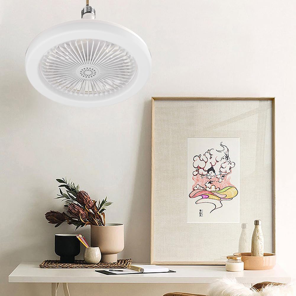 Umikk Ceiling Fan with Light Remote Control Timer 28 cm White 40 W