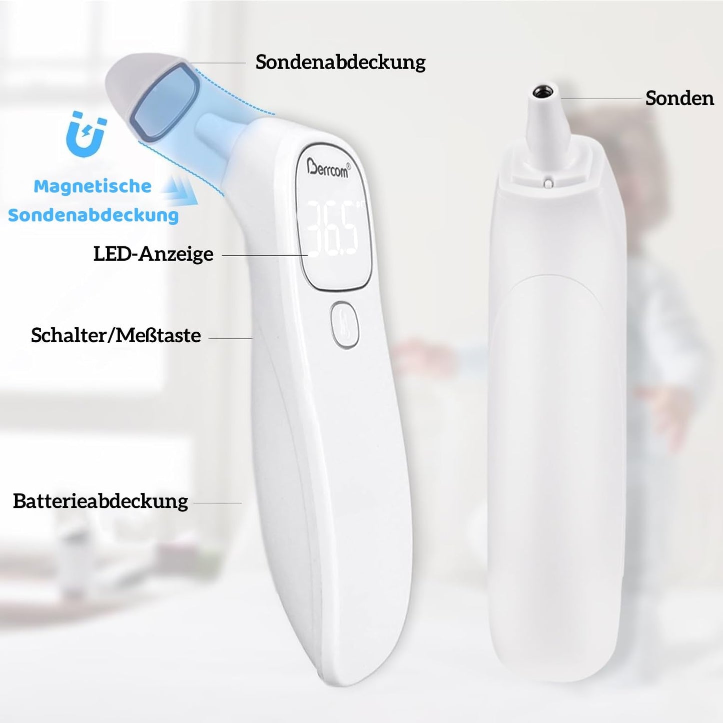 Berrcom Dual-Mode Contactless Forehead and Ear Thermometer with Fever Alarm
