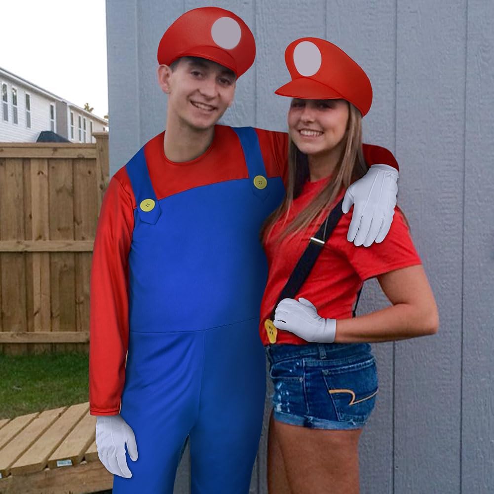 Aomig Mario & Luigi Cosplay Costume with Hat, Mustache, Gloves