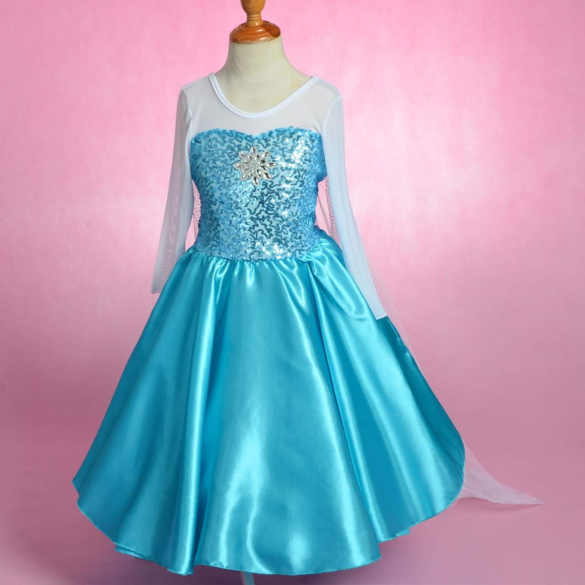 Lito Angels Blue Princess Dress with Sparkling Cape for Girls