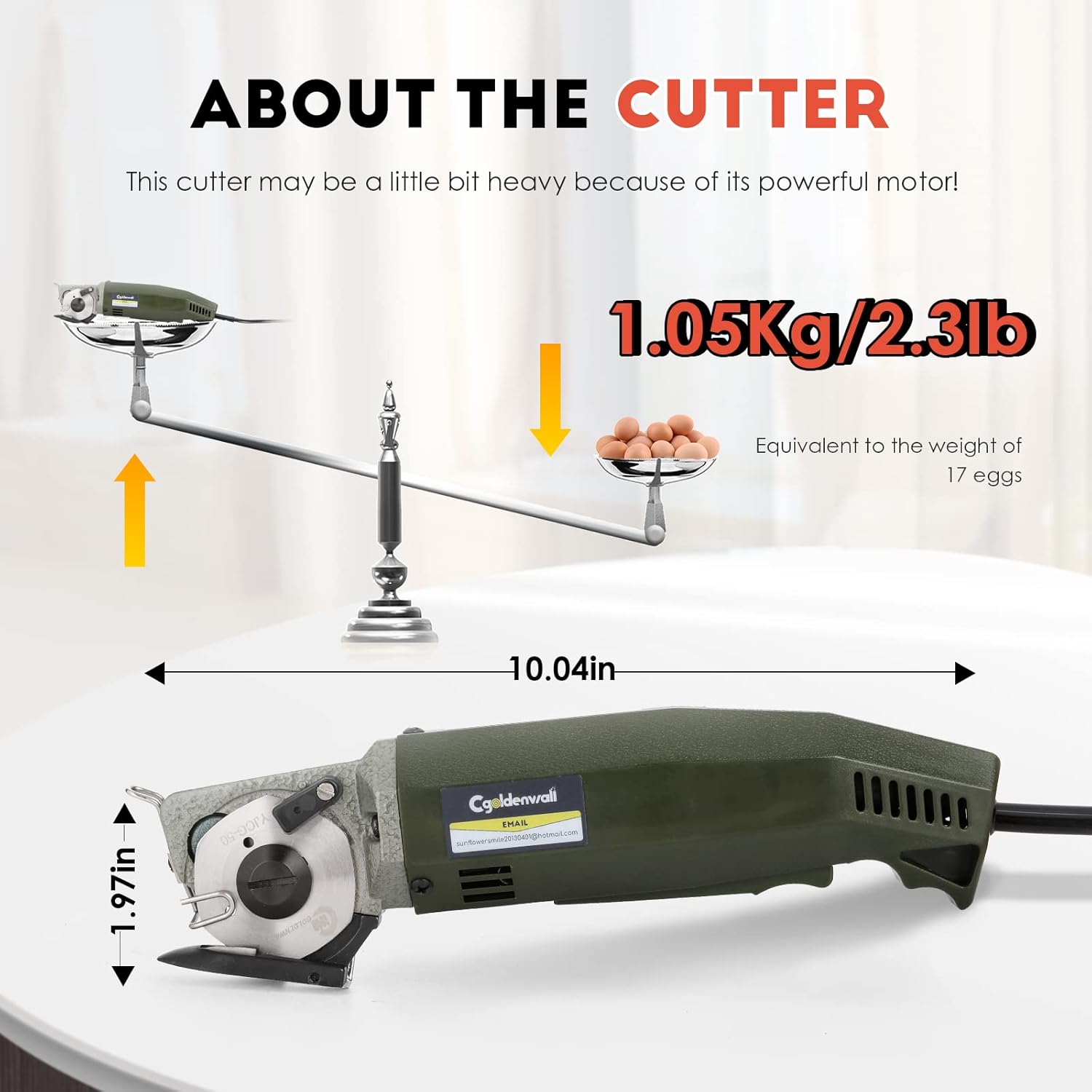CGOLDENWALL YJ-50 Portable Fabric Cutter Shears Electric Scissors for Multi‑Layer Fabric