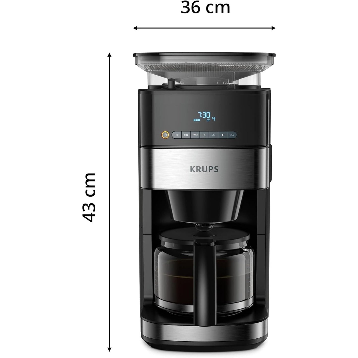 Krups Grind Aroma 10‑Cup Programmable Coffee Maker with Built‑In Grinder
