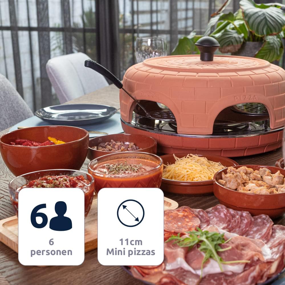 BluMill Electric Pizza Oven with Clay Dome for Even Heat, Spatula, Dough Pan