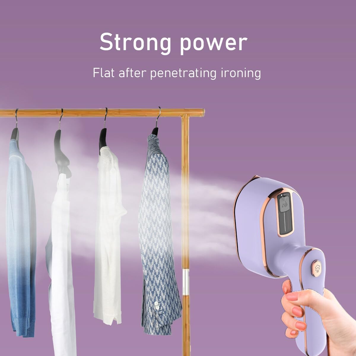 Portable 1000W Handheld Travel Steamer Iron with 180° Rotating Purple