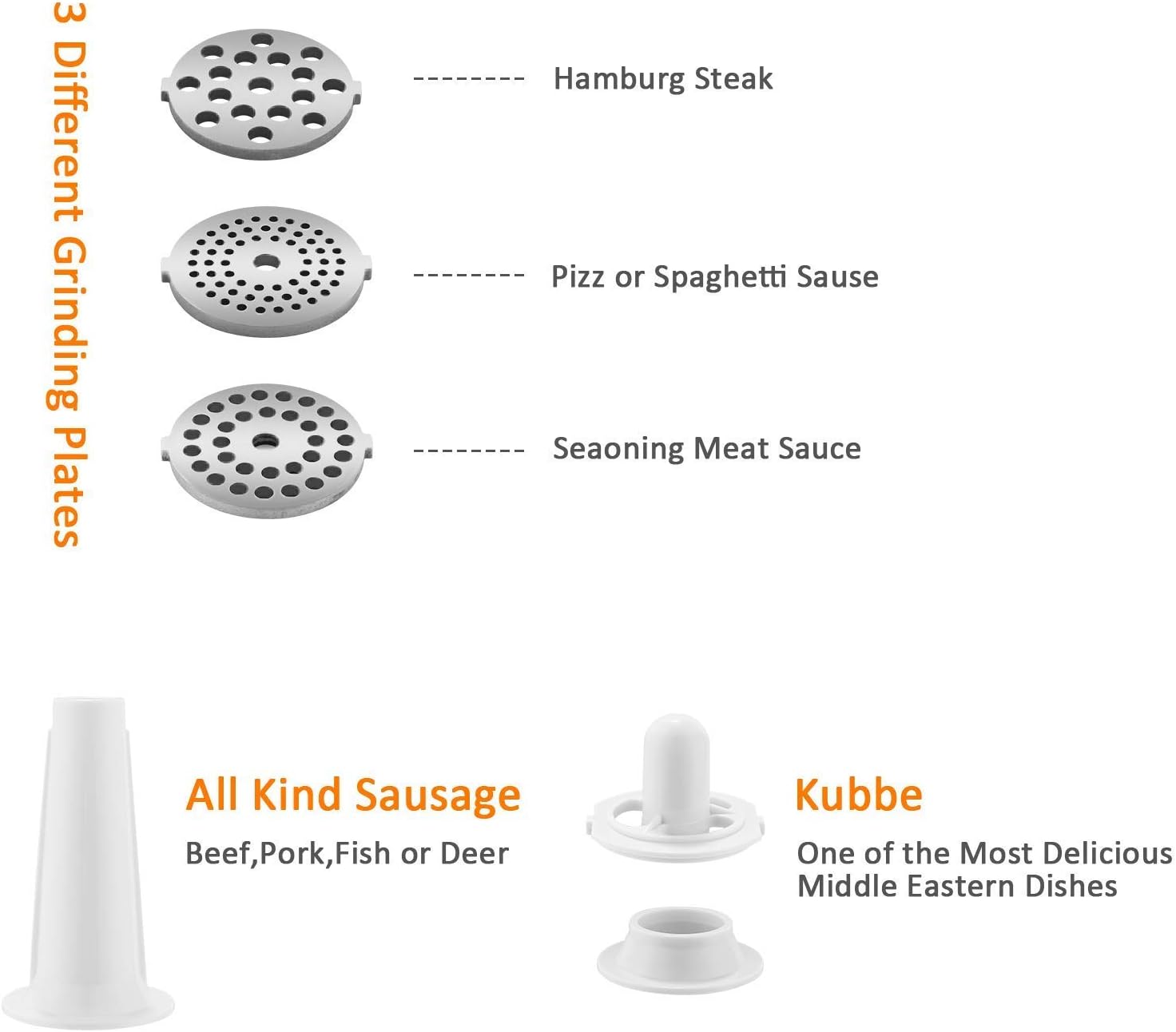 Meykey 2000W 3-in-1 Electric Meat Grinder with Stainless Steel Attachments