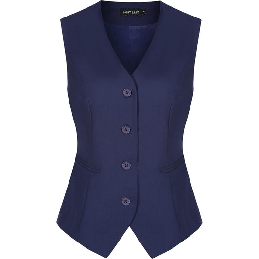 Navy Blue Women's Vest Waistcoat with Pockets – MINTLIMIT