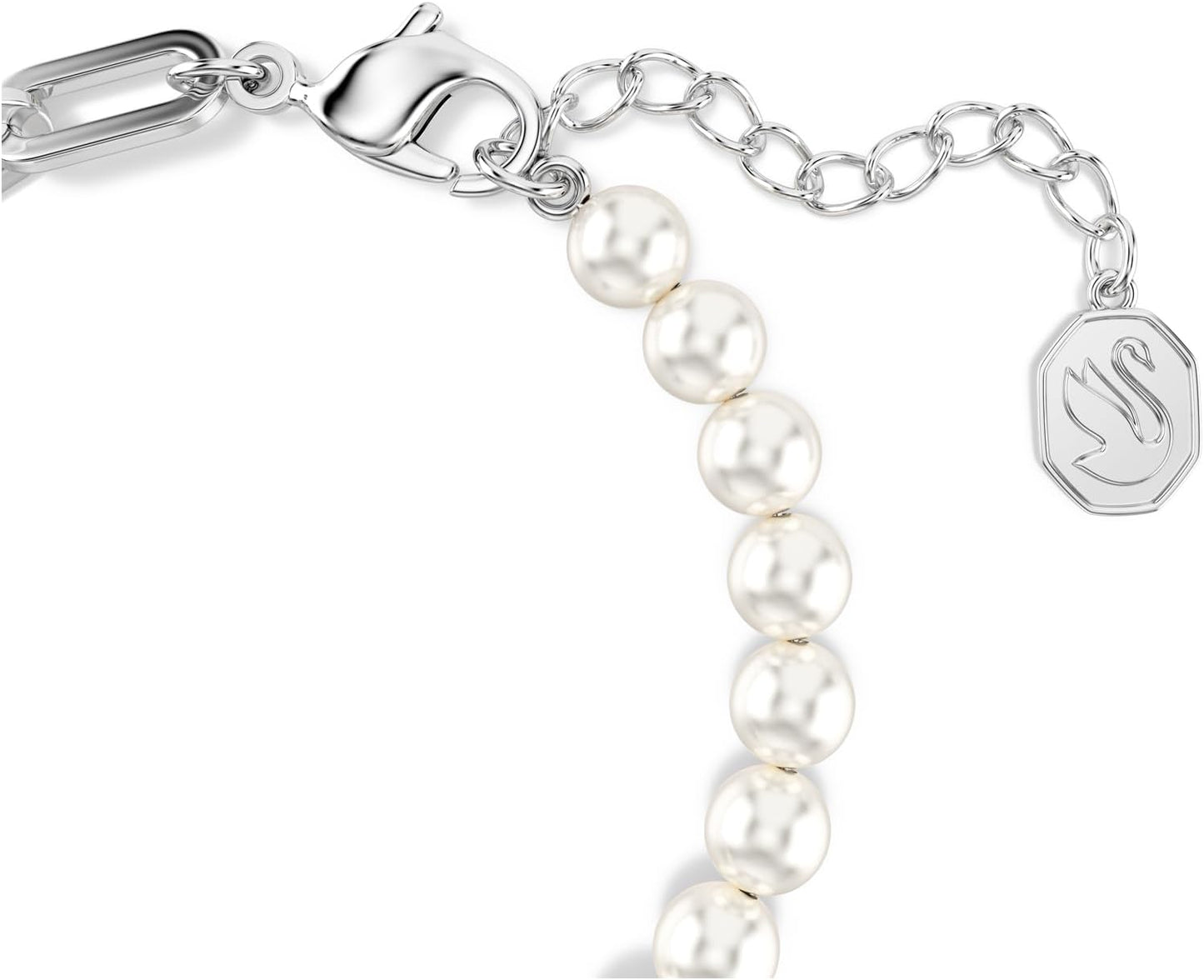 Swarovski Swan Bracelet with Crystal Pearls, Black Rhodium