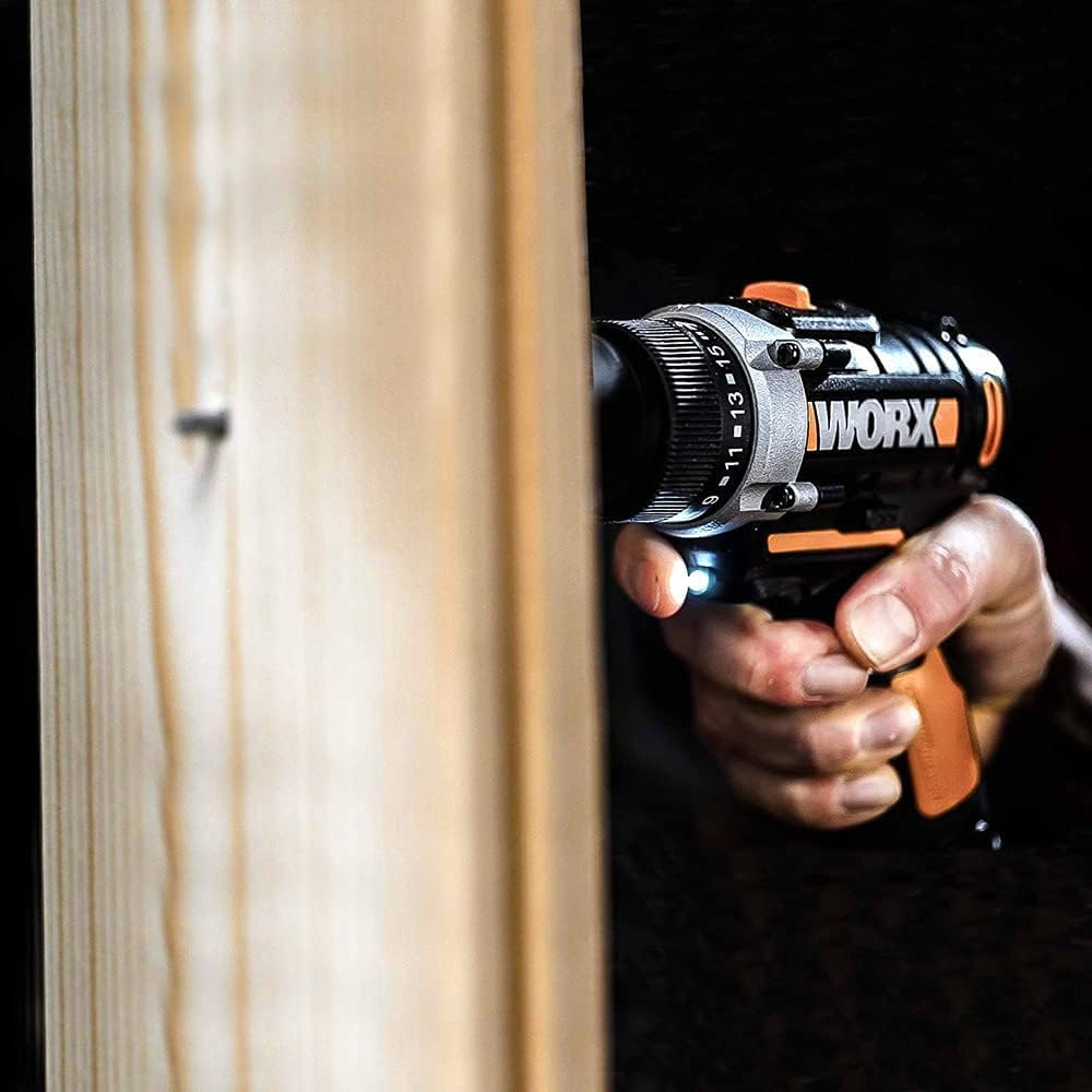 WORX WX128 12V Cordless Drill Driver Kit with 2-Speed & LED Light