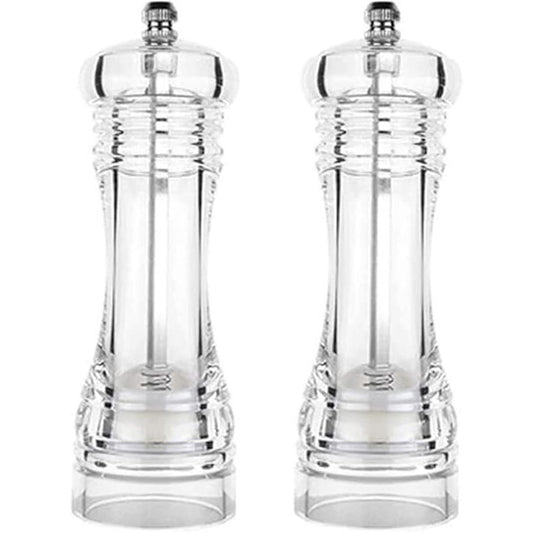 Premier Housewares Set Of 2 Clear Pepper & Salt Mill – Adjustable Manual Grinder