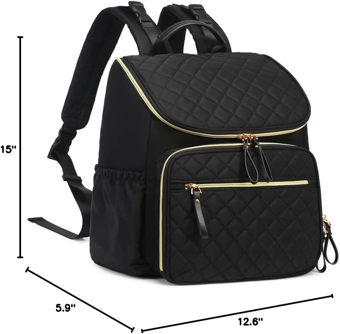 Large Capacity Water-Resistant Diaper Backpack with Stroller Buckle