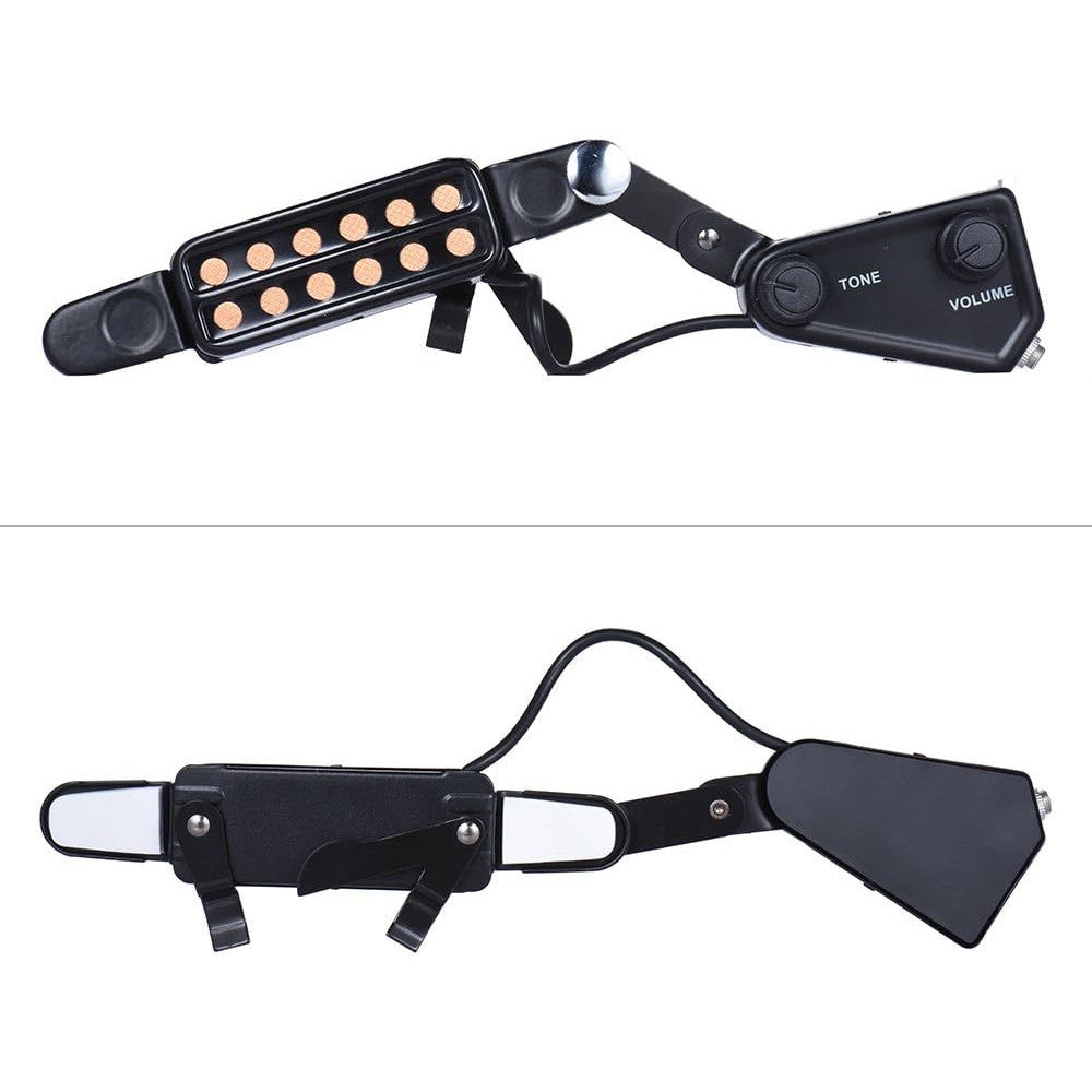12‑Hole Acoustic Guitar Pickup with Magnetic Transducer and Volume Controller