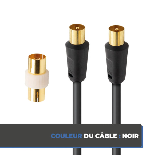 APM 408019 2m TV Coaxial Cable 9.52mm Male/Male with Female Adaptor - Gomix Brands Outlet
