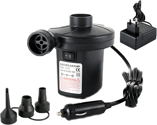 Black Portable AC110V/DC12V Electric Air Pump with 3 Nozzles