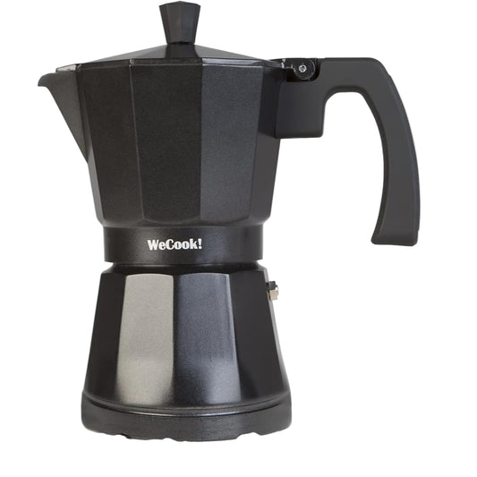 WECOOK! 6‑Cup Induction‑Ready Black Aluminum Moka Coffee Maker