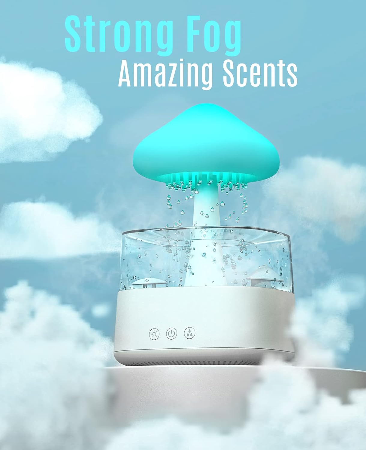 Romanda Rain Cloud Mushroom Humidifier with Soothing Rain Sound