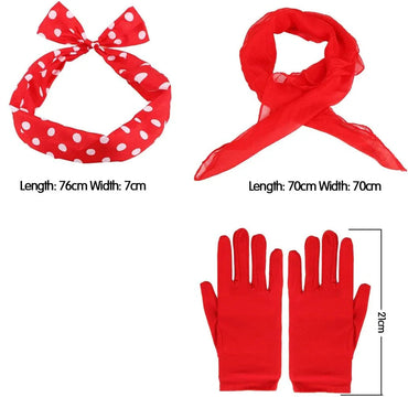Aurasky Vintage Rockabilly Costume Accessory Set – Red - Gomix Brands Outlet