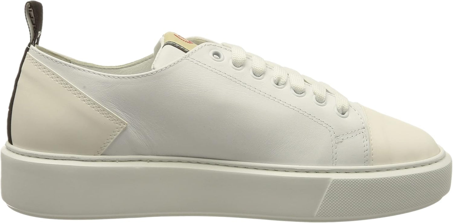 Pollini Men's White Calf Leather Sneaker with Rubber Sole