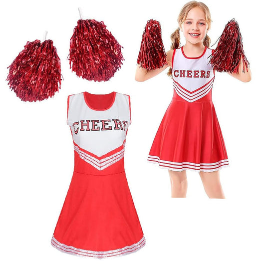 DTXYBC Girls Cheerleader Costume with Pom Poms