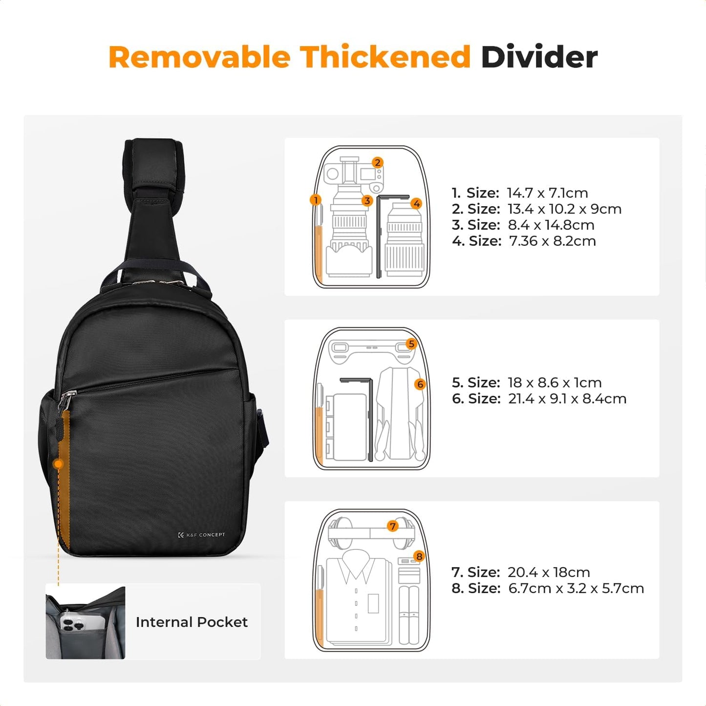 Waterproof Adjustable 5L Camera Sling Backpack by K&F Concept