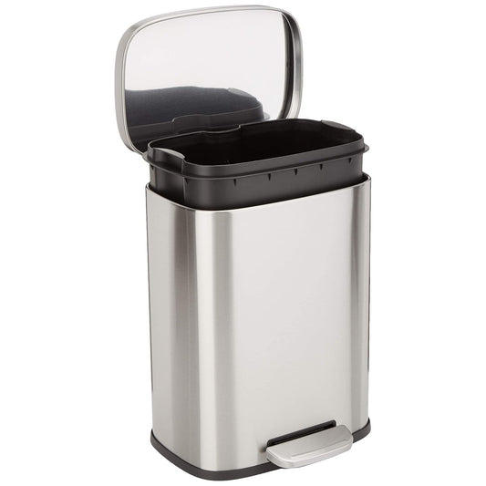 Amazon Basics Smudge‑Resistant 12L Rectangular Trash Can with Soft‑Close