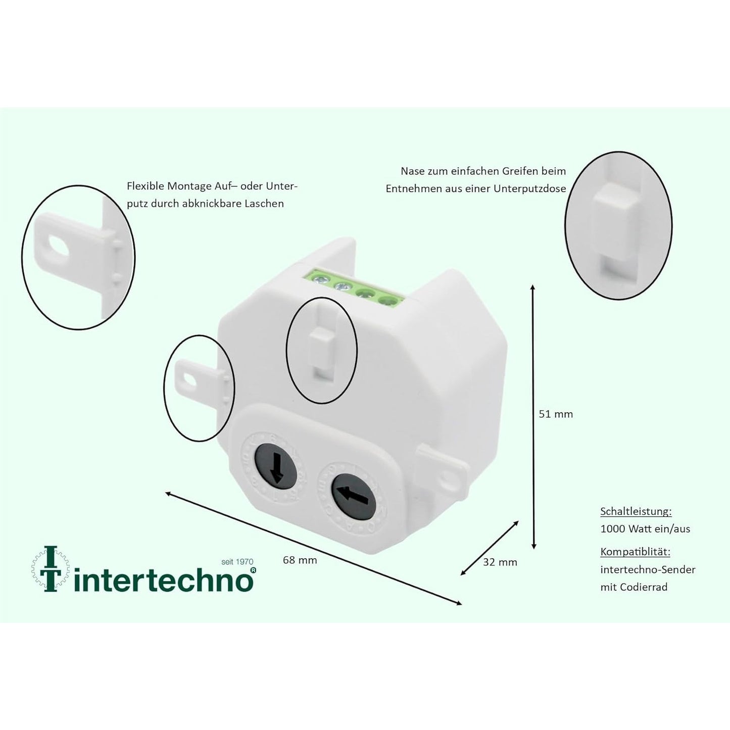 Intertechno CMR-1000 Wireless Push Button Switch for 230V Applications