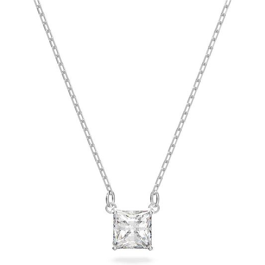 Swarovski Attract Square Crystal Pendant Necklace, Rhodium Plated, Elegant Women's Jewelry