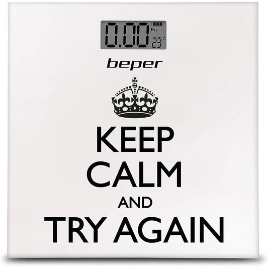 BEPER Keep Calm Personal Scale, Digital Scale, Ultra Thin, Battery Included, White - Gomix Brands Outlet