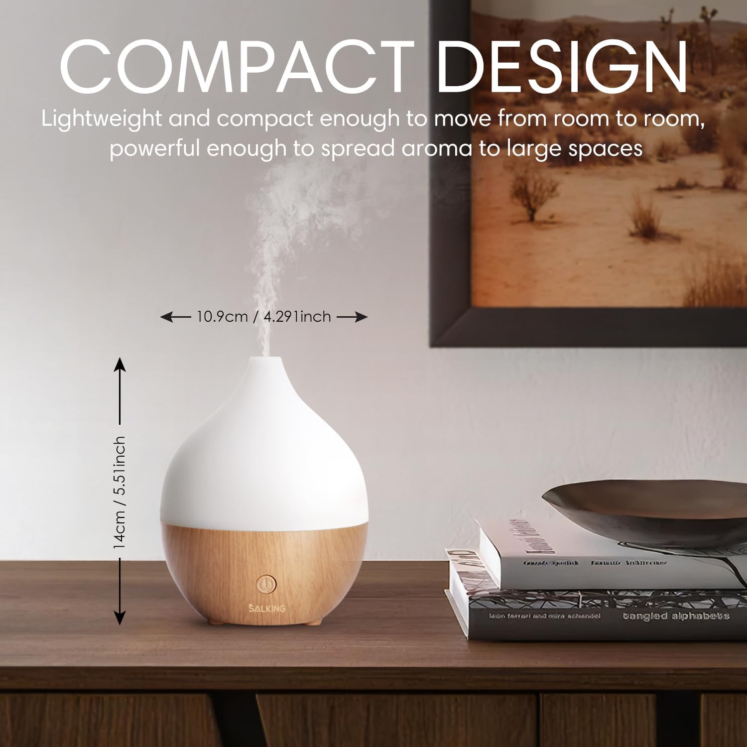 SALKING 100ml Ultrasonic Essential Oil Diffuser with LED Night Light