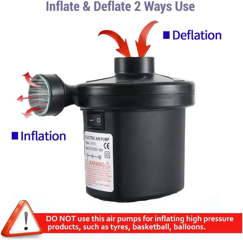 Black Portable AC110V/DC12V Electric Air Pump with 3 Nozzles - Gomix Brands Outlet