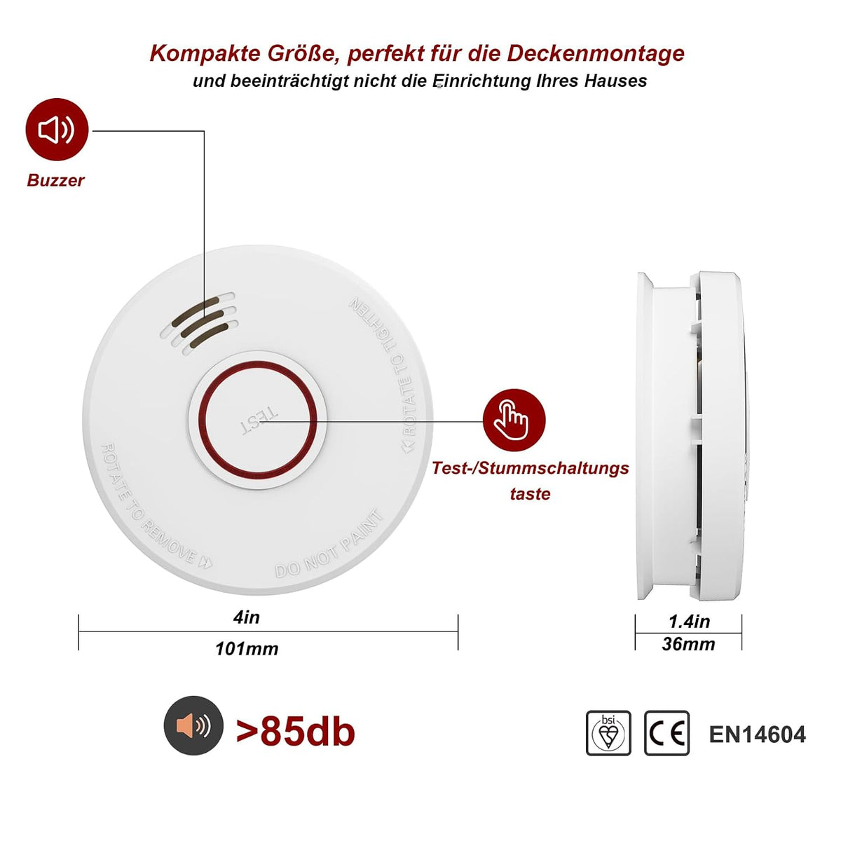 Welite TSS910 Photoelectric Smoke Detector Alarm