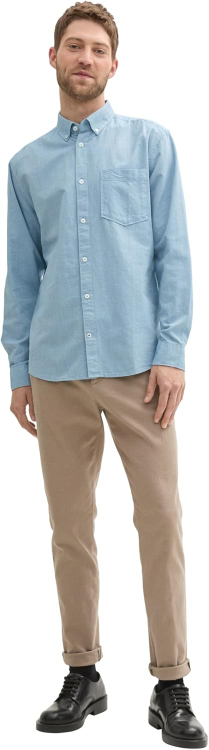 Tom Tailor Men's Regular Fit Shirt with Logo Embroidery