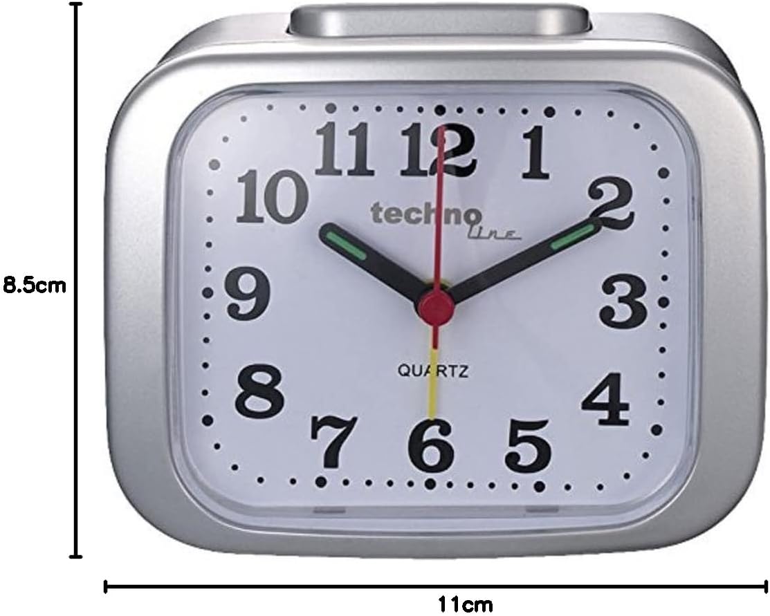Technoline XL Retro Quartz Alarm Clock: Loud, Clear Display, Silver Design
