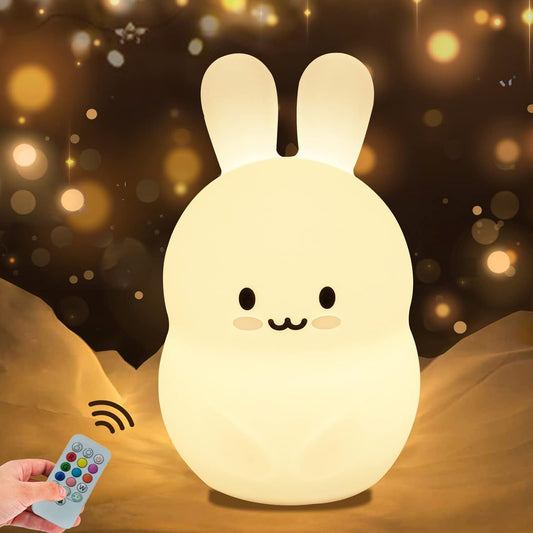 WHA&DARREN Rabbit Silicone Kids Night Light with Remote