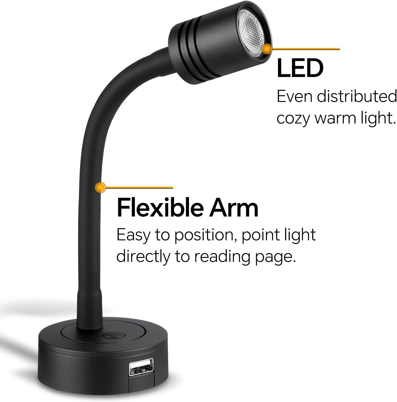 12V Dimmable LED Reading Light with Flexible Gooseneck for RVs