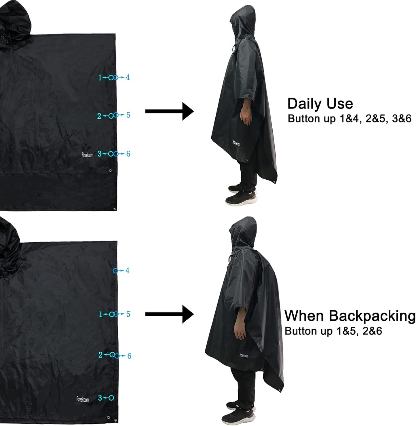 Azeekoom 3-in-1 Waterproof Rain Poncho, Tent, and Blanket