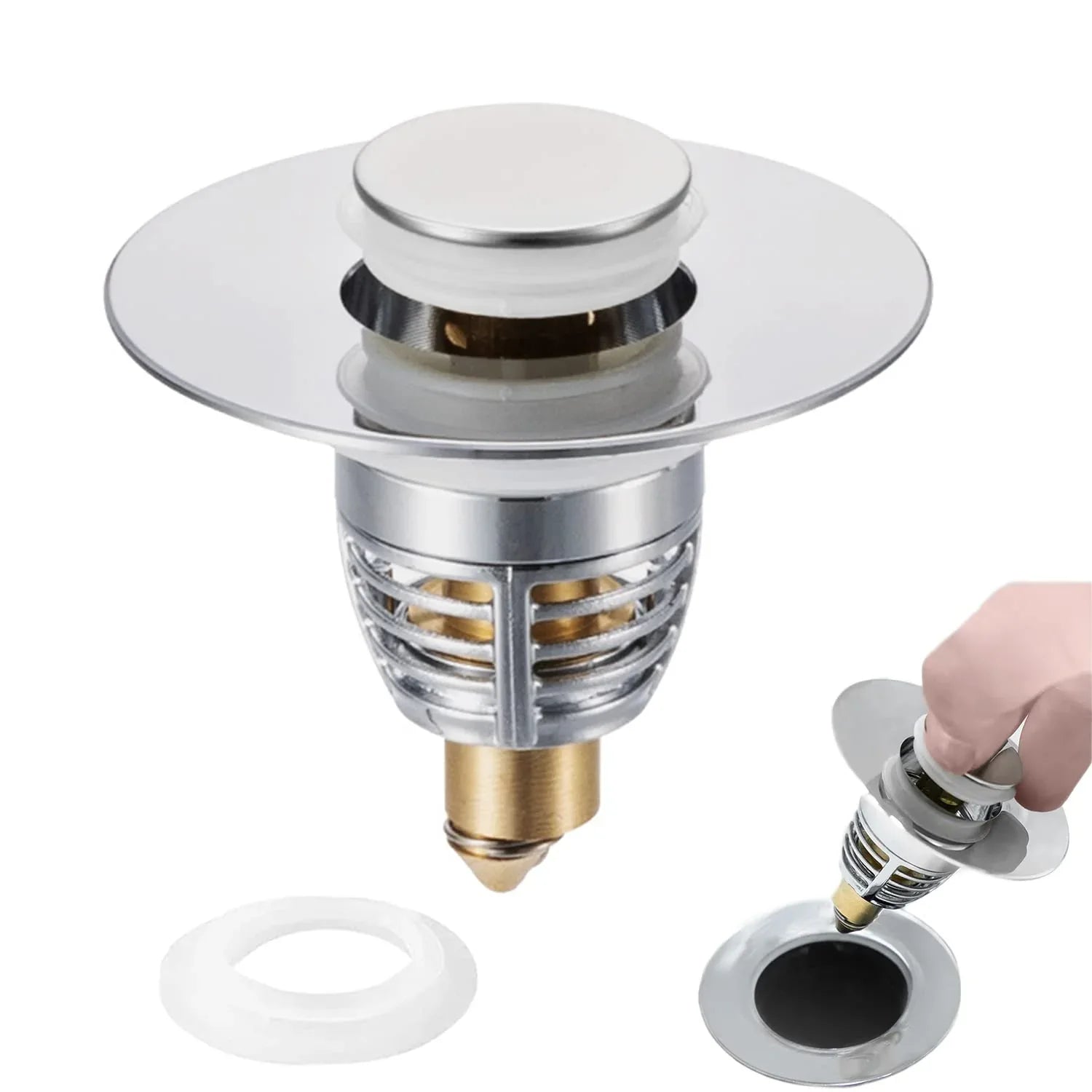 HIYOUNG Universal Pop-Up Sink Stopper – Anti-Clog Drain Filter for 1.06‑1.61" Holes - Gomix Brands Outlet
